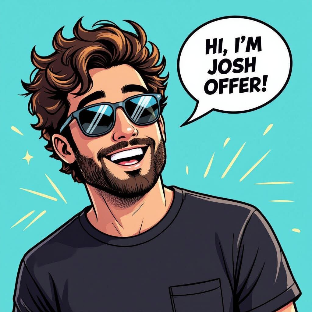 Animated Young Man With Speech Bubble, Comic Book Style