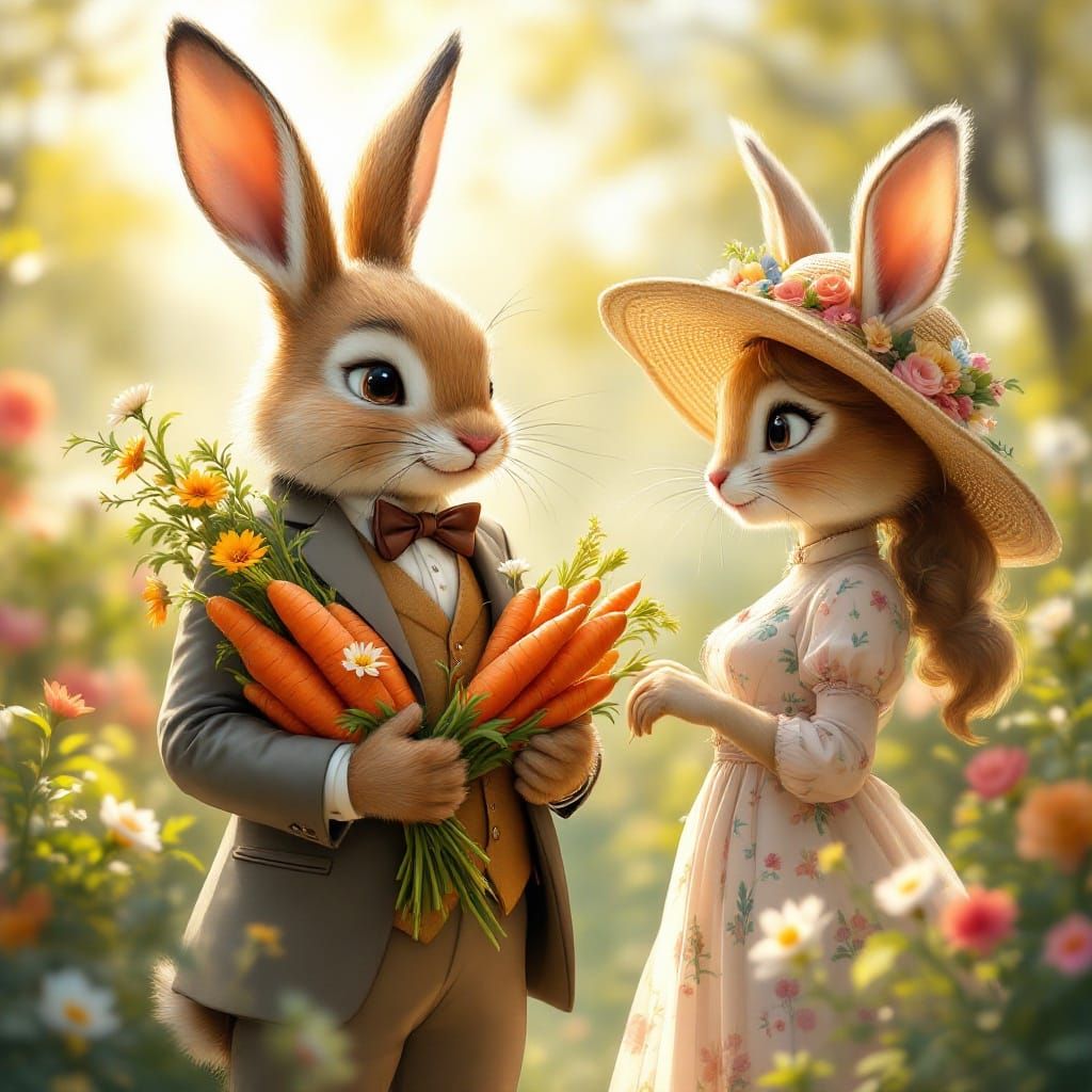 Charming Bunny in Whimsical Garden