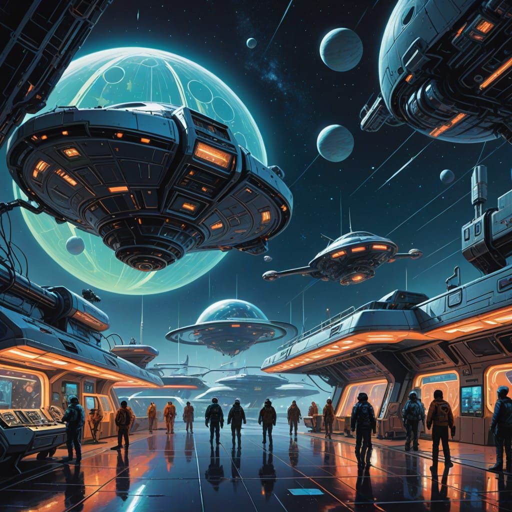 A Futuristic Galaxy Hub in Space Age Style