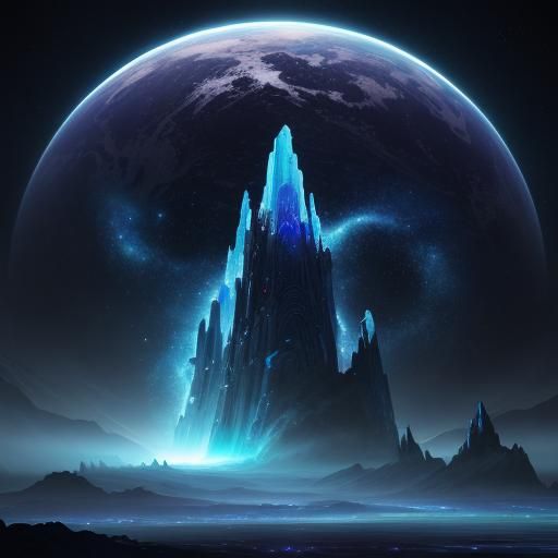 Mythical Blue Being in Galactic Fantasy Concept Art