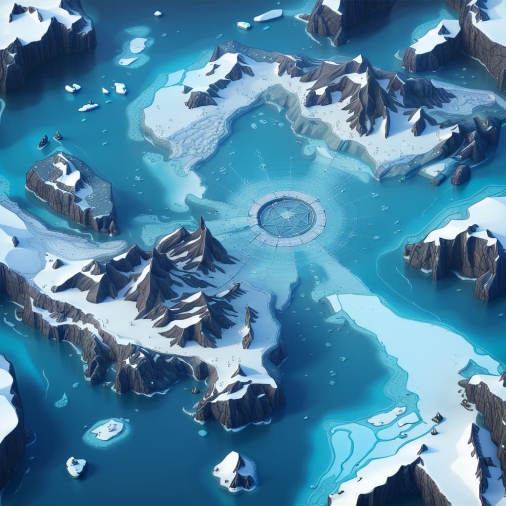 Detailed Matte Painting of Antarctica Map
