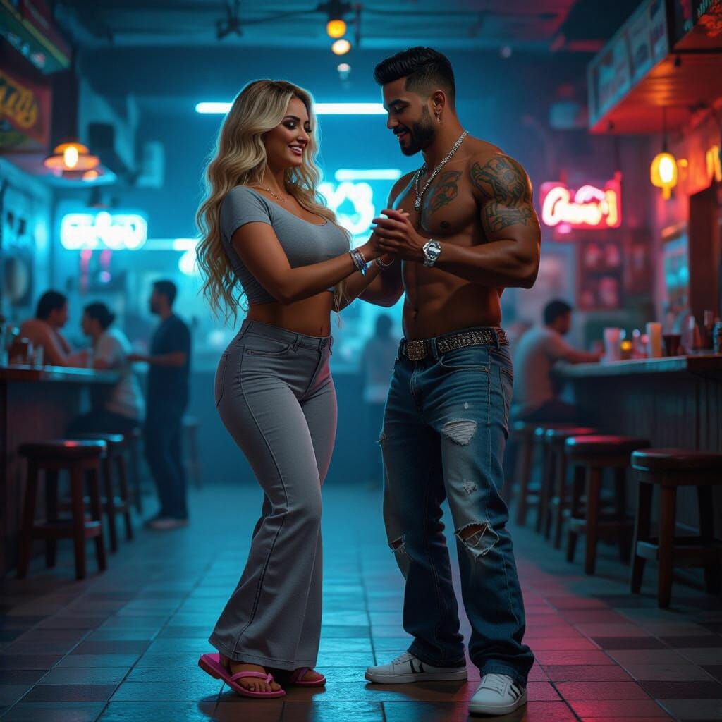 Cumbia Dance in a Futuristic Mexican Bar