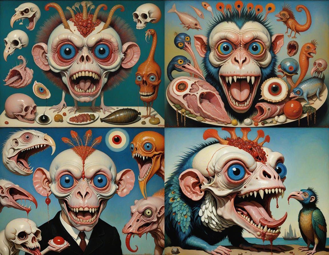 Mythical Hybrid Creature in Egon Schiele Style