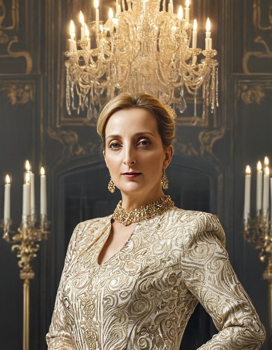 Elegant Woman in Lavish Room, Avedon-style Portrait