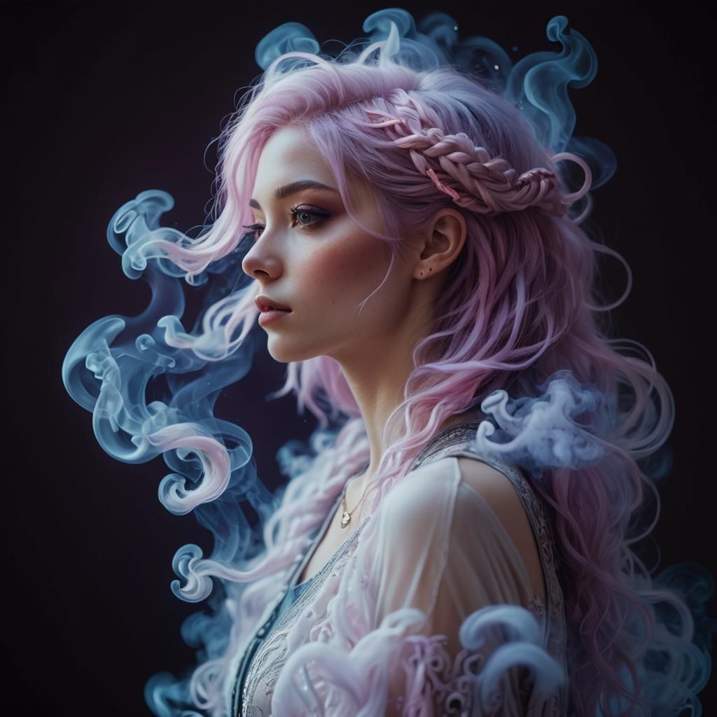 Pink-Haired Girl in Dreamy, Ethereal Digital Art