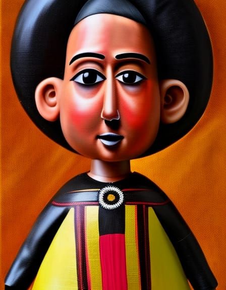 Kachina Doll Portrait in Hyperrealistic Mannerism