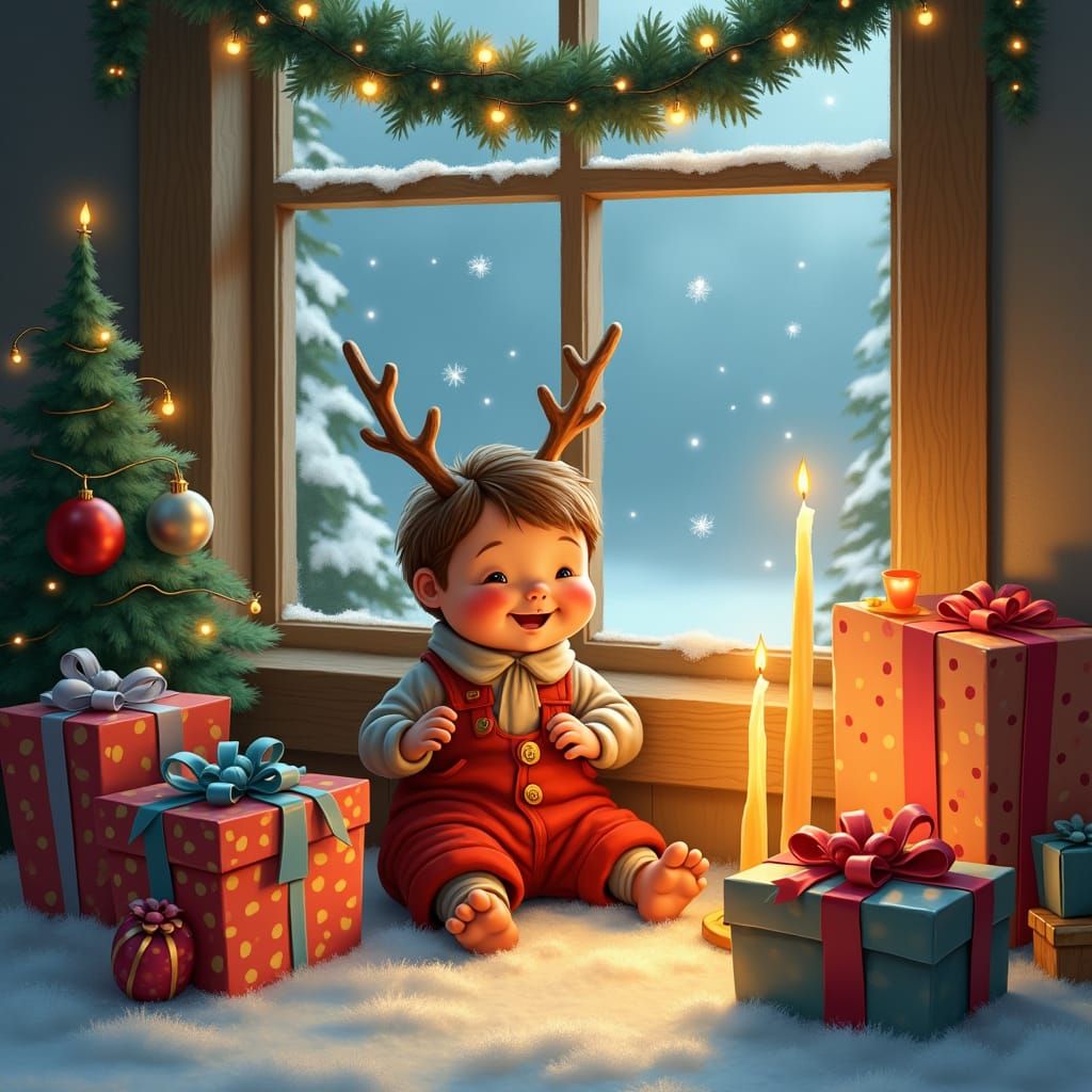 Festive Christmas Scene Inspired by Potter, Rockwell, Froud