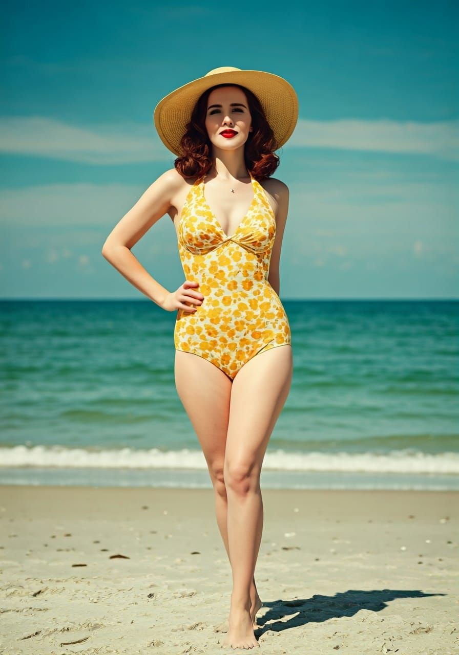 Vintage Pin-Up Girl on Siesta Key Beach
