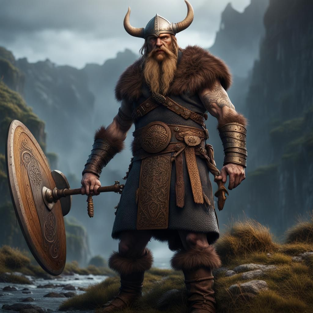 Detailed Matte Painting of a Viking Berserker