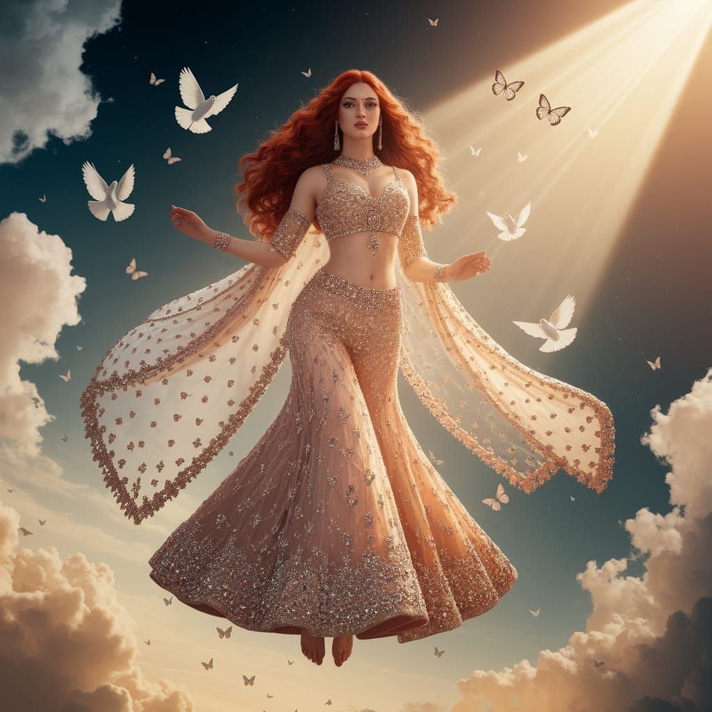 Punjabi Goddess at Heaven's Gates, Volumetric Lighting