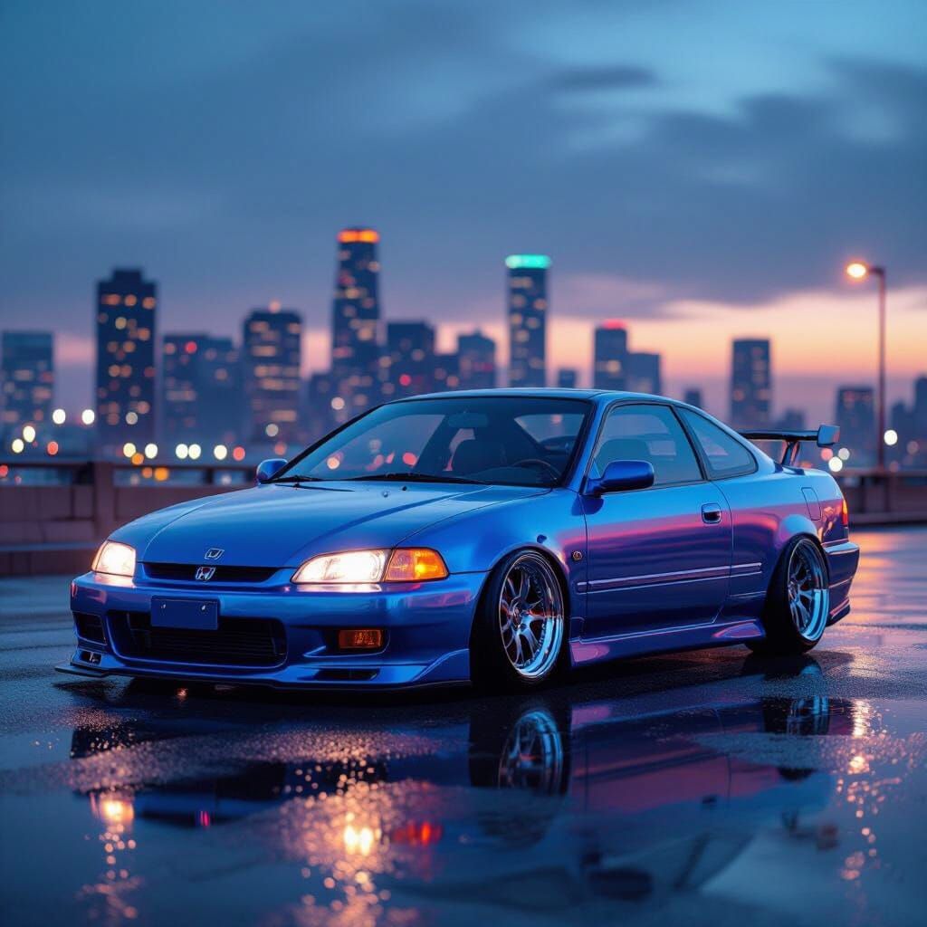 Modified 1997 Honda Civic Coupe in Metallic Blue