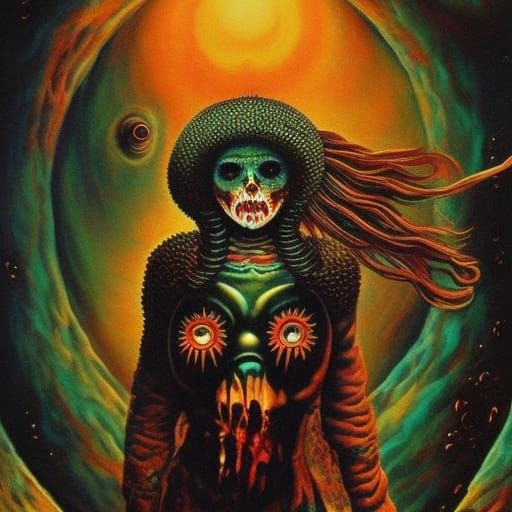 Zombiecore Devil Girl in Dystopian Wasteland