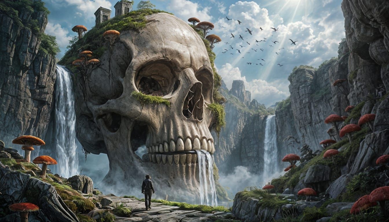 Epic Demon Skull Cliffside with Traveler