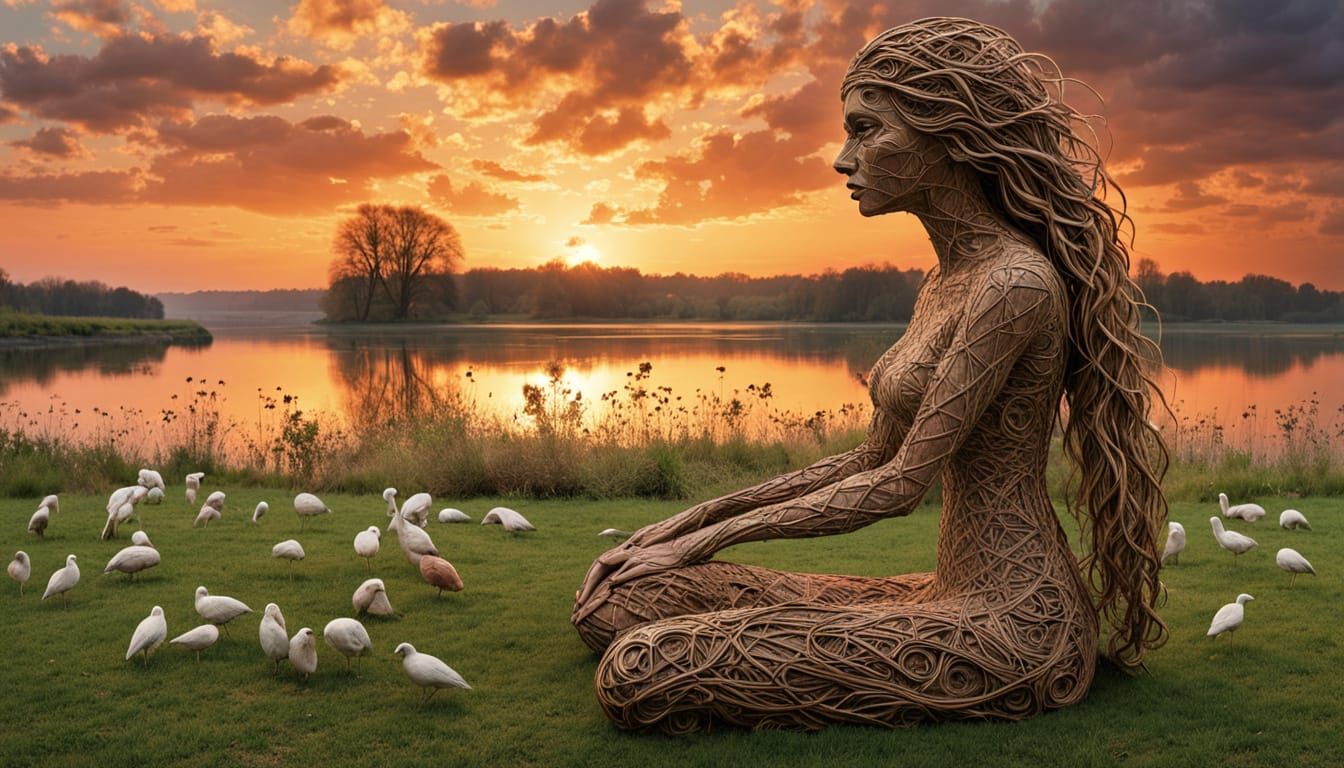 Bio Art Collage: Woman and Nature in Harmony