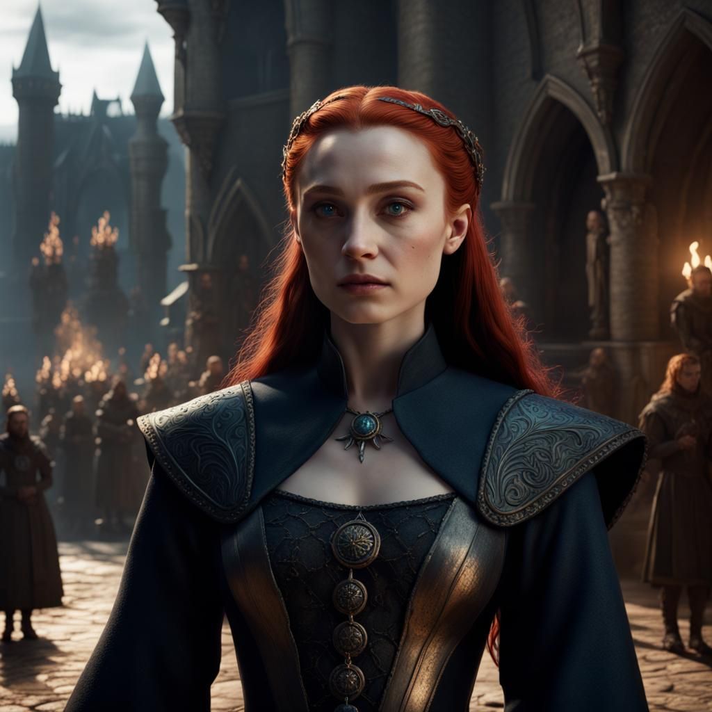 Sansa Stark as Charming Sorceress in Detailed Painting