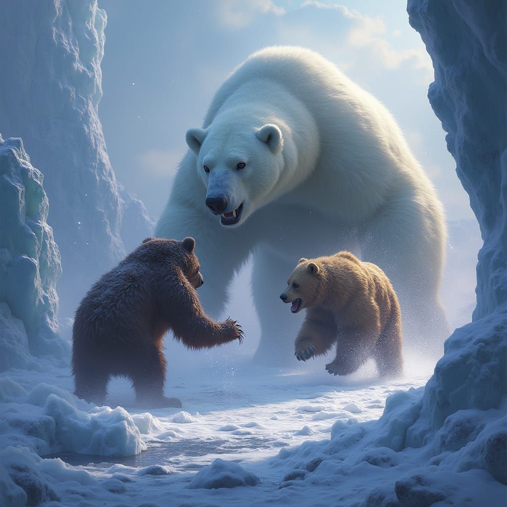 Epic Polar Bear vs Grizzly Battle in Blizzard