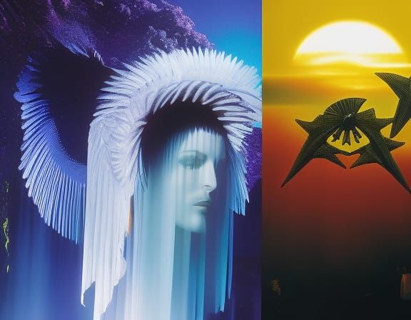 Surreal Angel of Death in Art Nouveau Style