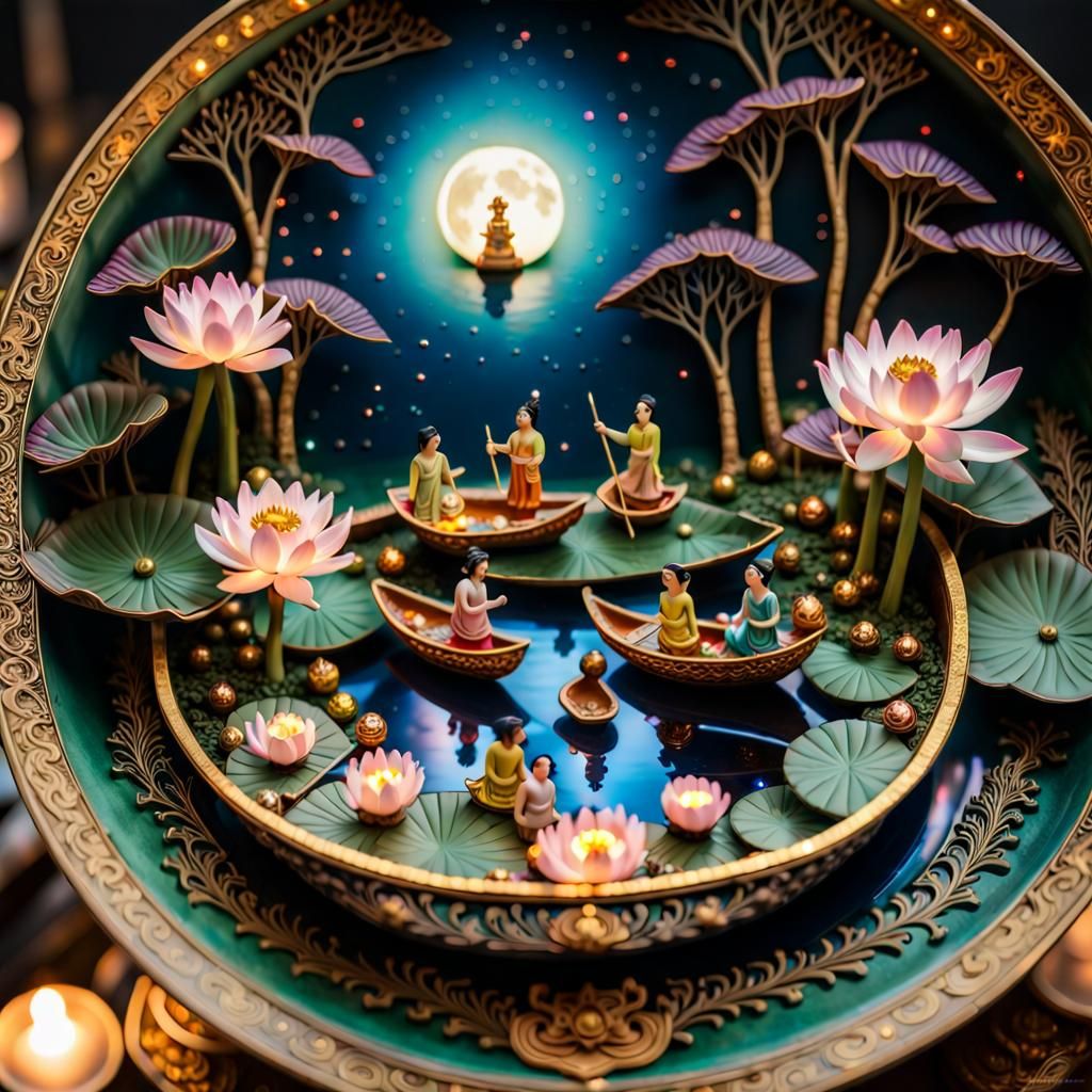 Intricate Microcosm Diorama with Tiny People