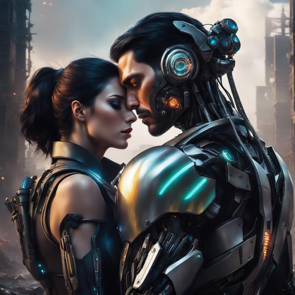 Comfort in Apocalypse: Iridescent Cyberpunk Watercolor