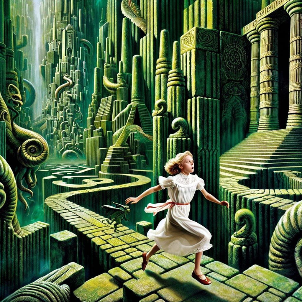 Girl Runs Through R'lyeh Optical Illusion