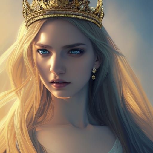 Blonde Royal Portrait in Hyperdetailed Style