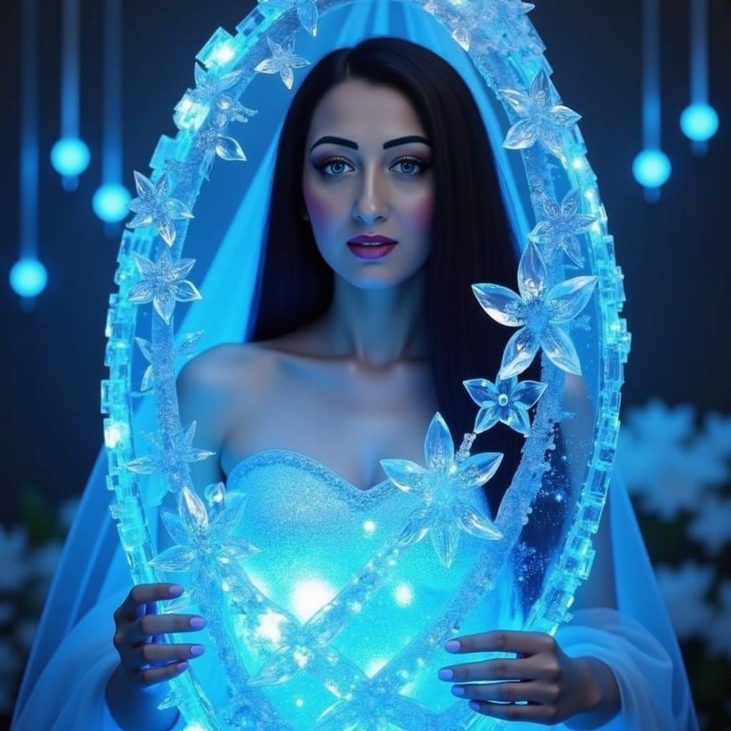Frozen Princess Portrait in Ice Crystal, Fantasy Art