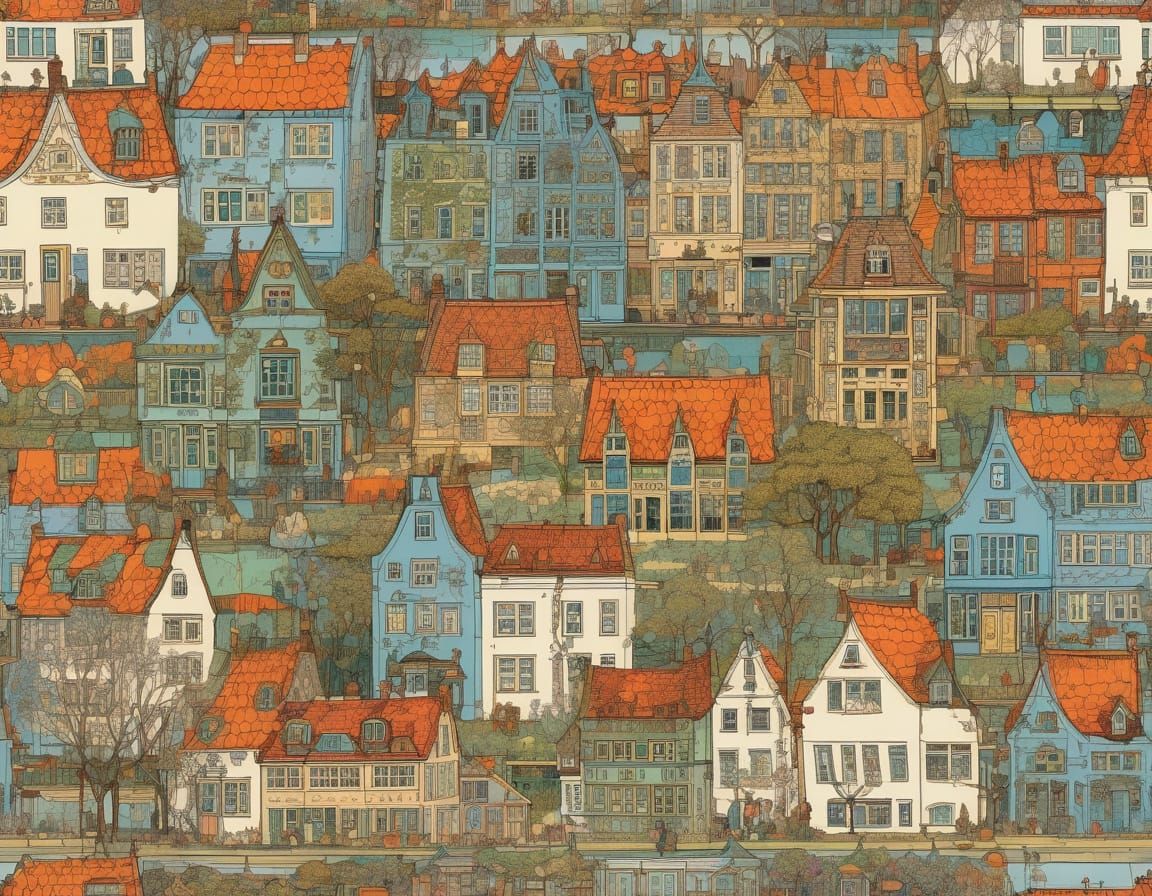 Whimsical Dutch Village at Sunset