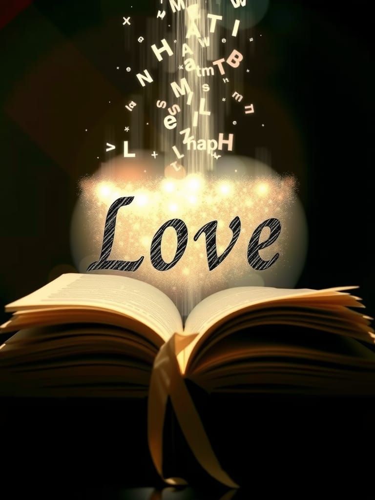 Surreal Waterfall of Words in Digital Art