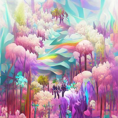 Psychedelic Pastel Forest Digital Illustration