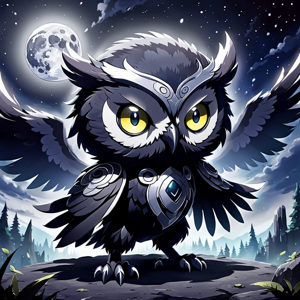 Moonlit Shadow Owl: Dark Type Fakemon
