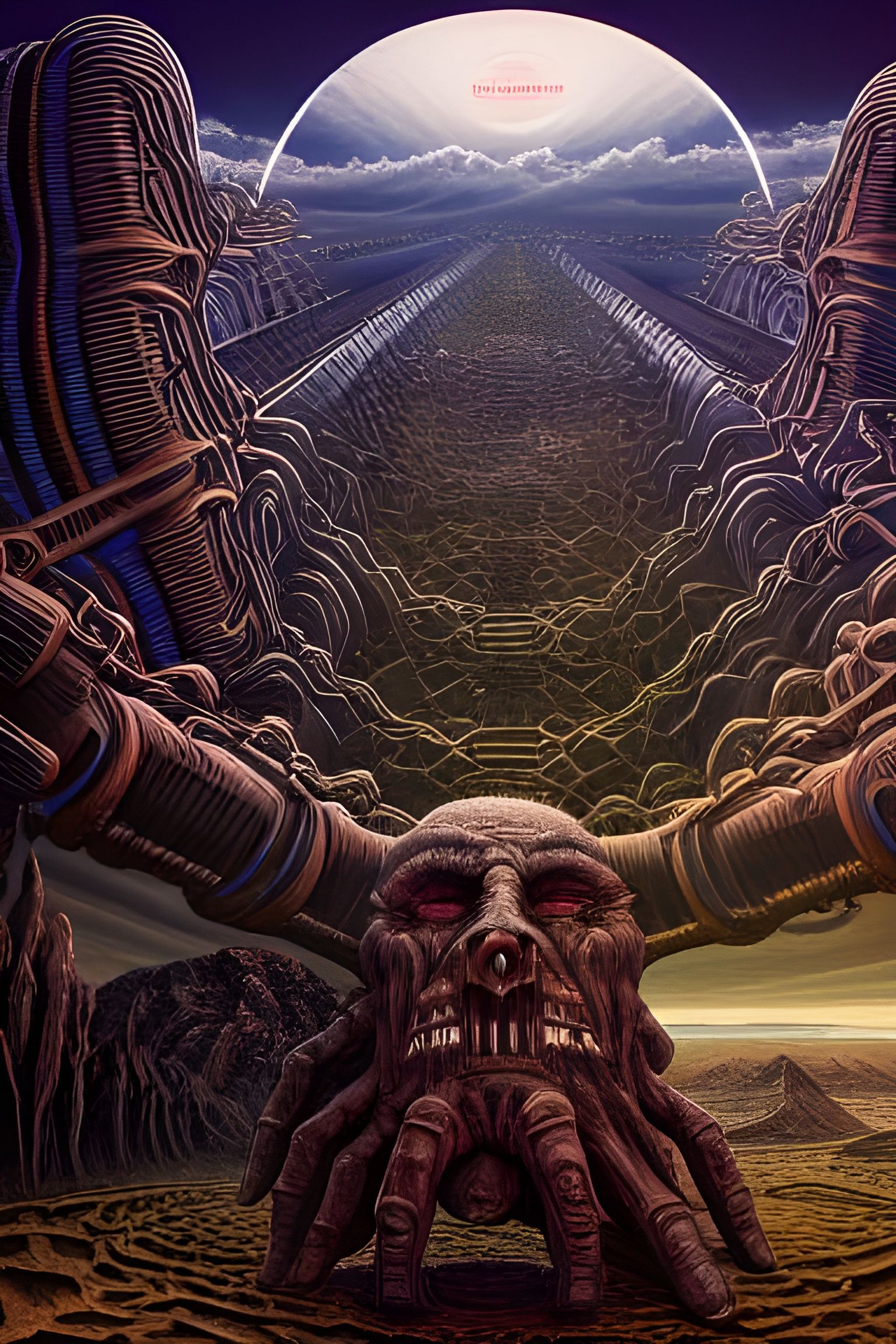 Gigantic Dennis Rodman Monster in Surreal Landscape