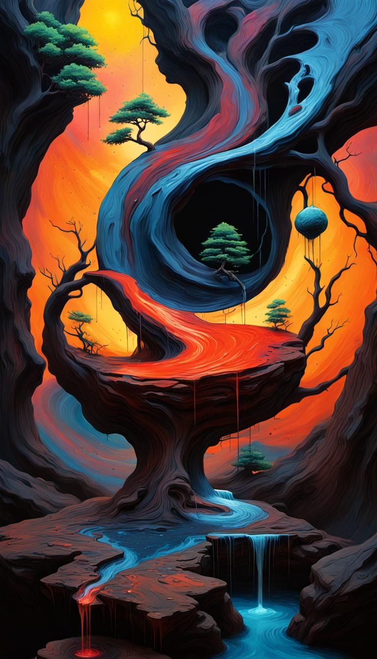 Psychedelic Surrealism: Liminal Space Ink Drawing