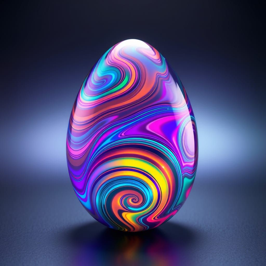 Ethereal Iridescent Egg in Op Art Style