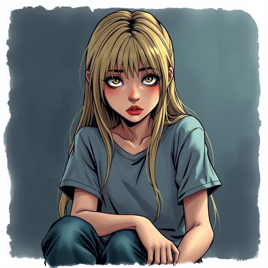 Heartbroken Girl in Comic Book Art Style
