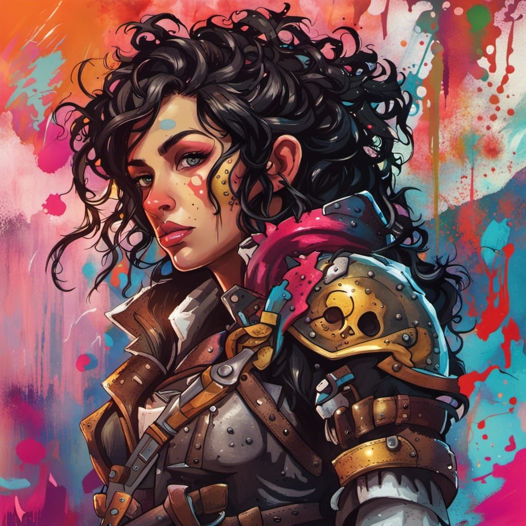 Teenage Female Pirate in Graffiti Art Style