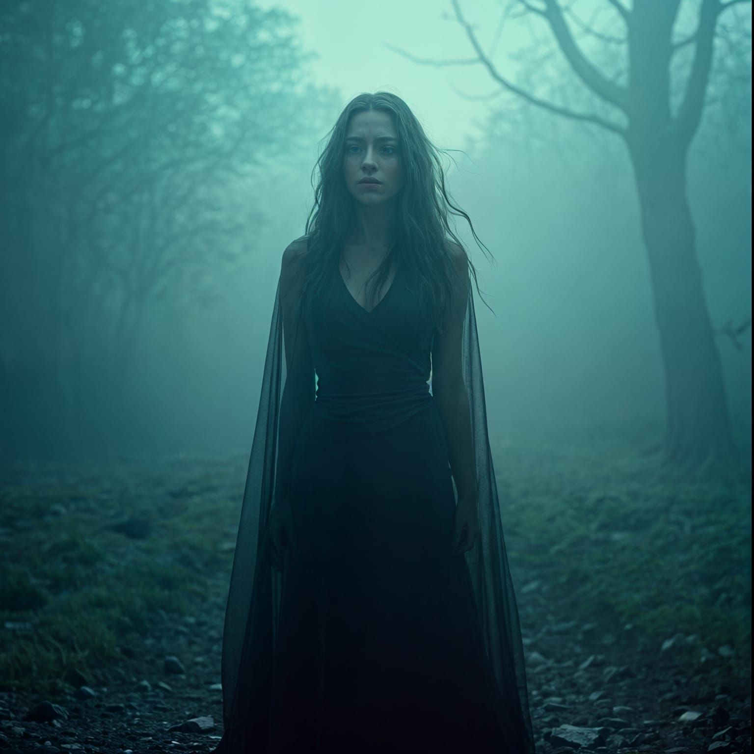 Dramatic Film Still of Hekate at the Crossroads