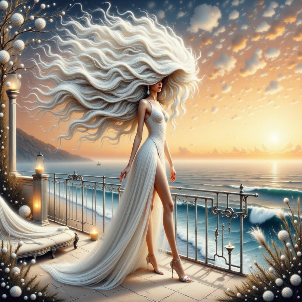 Elegant Italian Lady with Platinum Hair, Art Nouveau