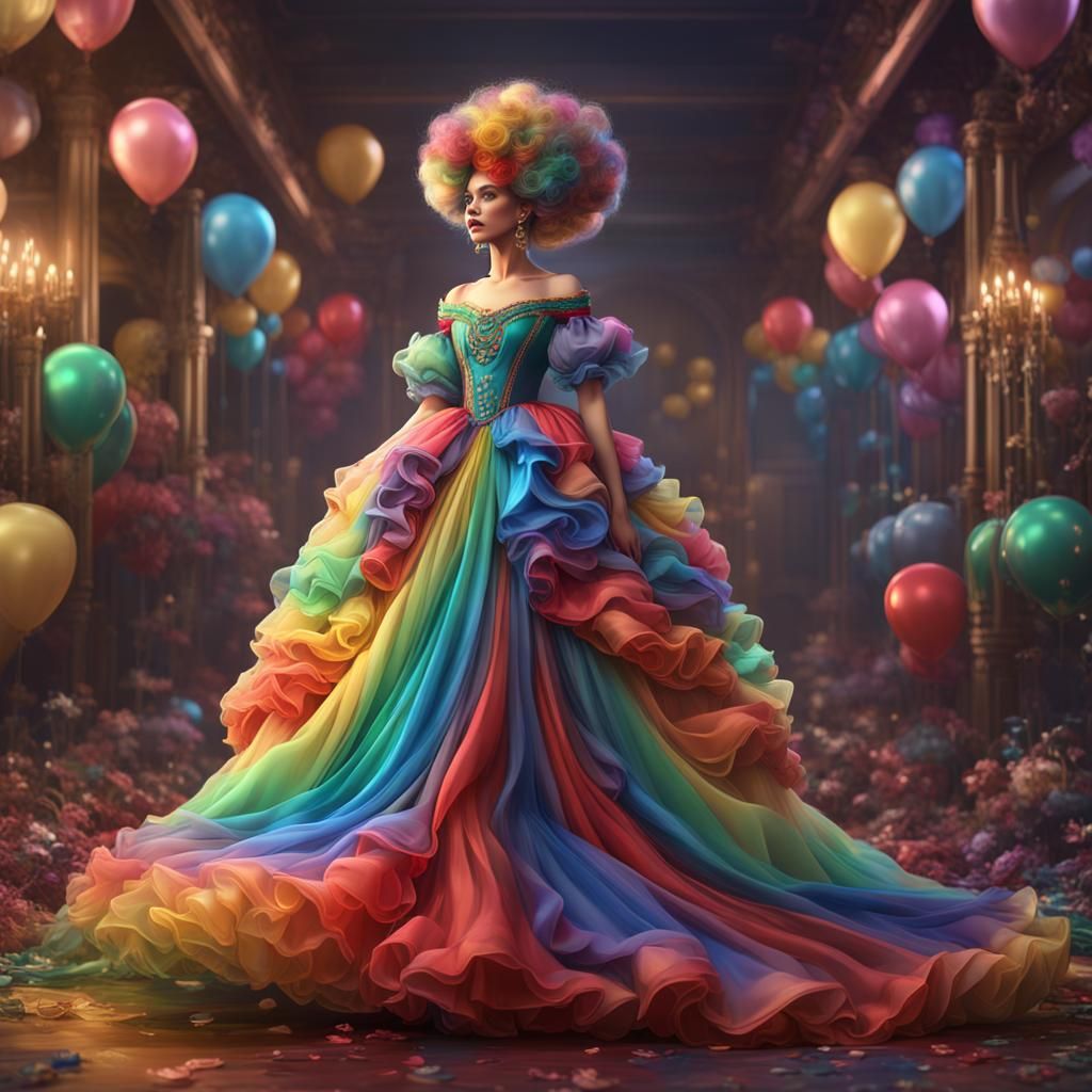 #satin #dress #tacky #sissy #puffy #rainbow #chiffon #long #poofy #bouffant #big hair
