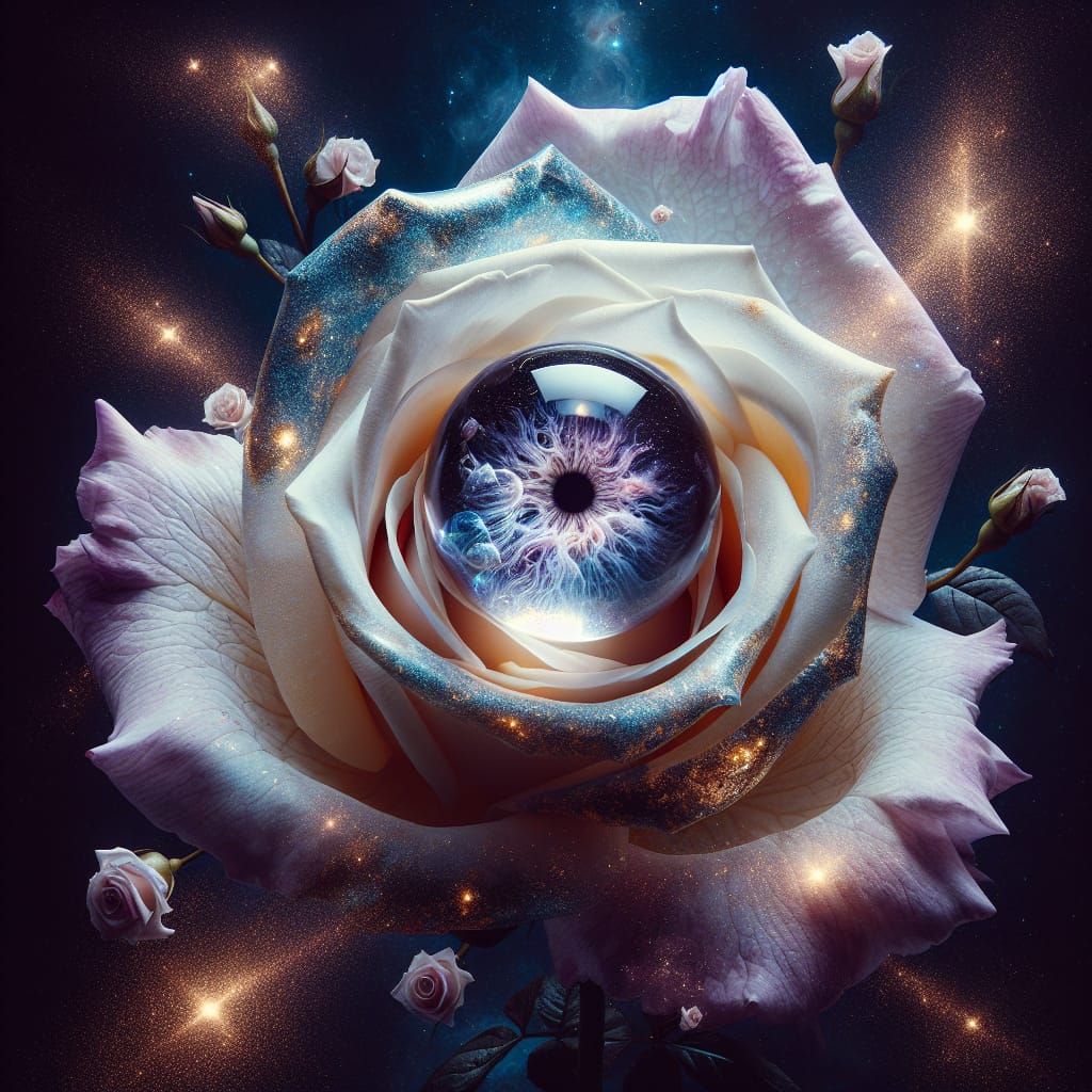 Celestial Crystal Eyeball in Cosmic Rose Universe