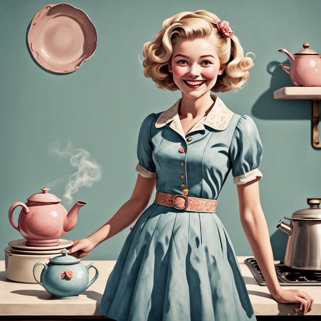 Animated Teapot and Cup with Painted Smile