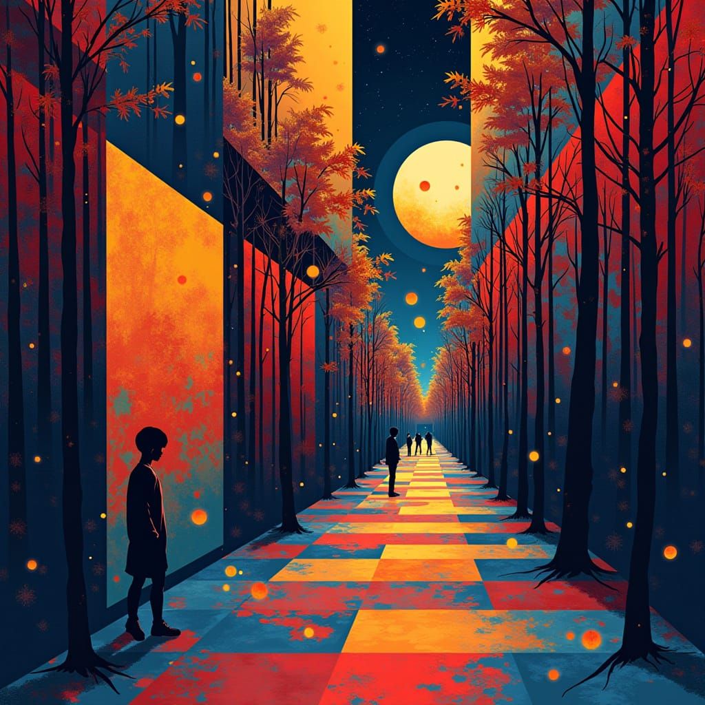 Op Art Illusion: Abstract Geometric Shapes and Vivid Pattern...