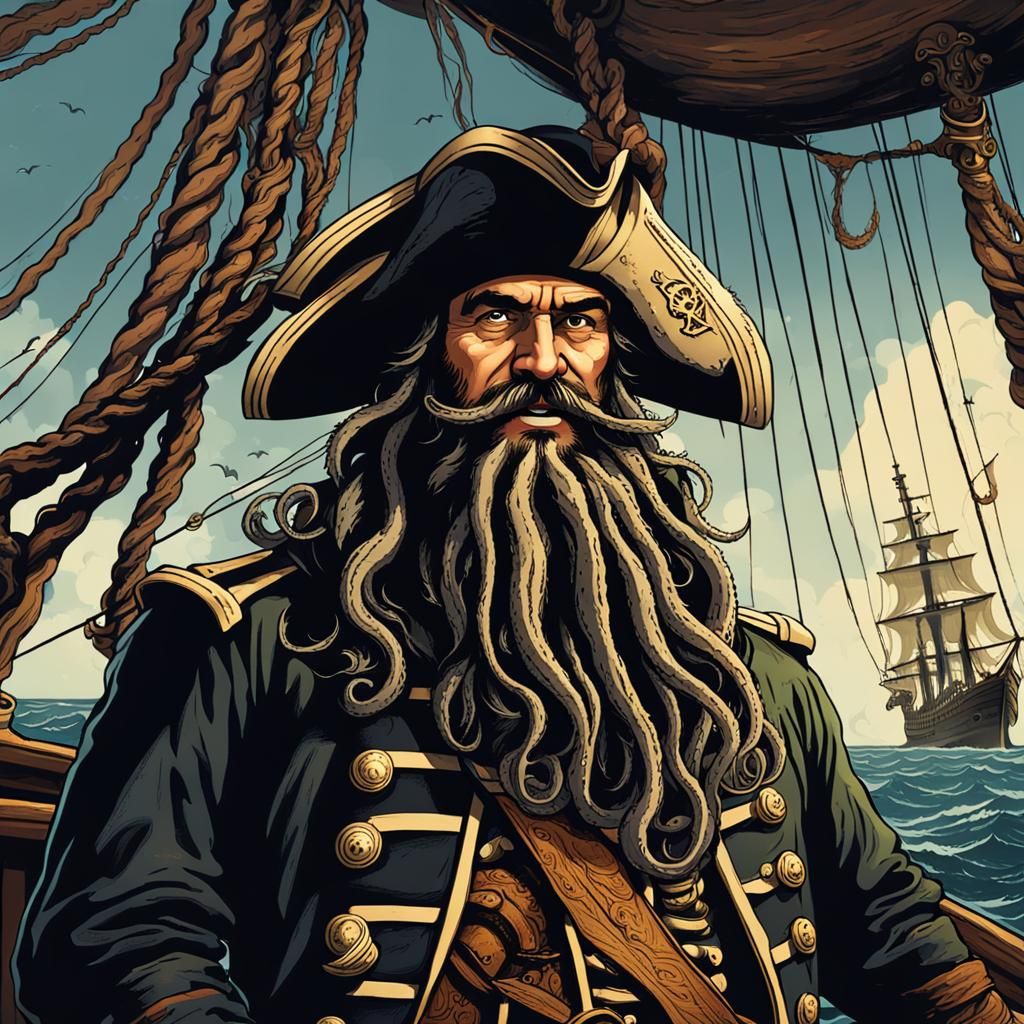 Pirate Captain Davey Jones on the Flying Dutchman