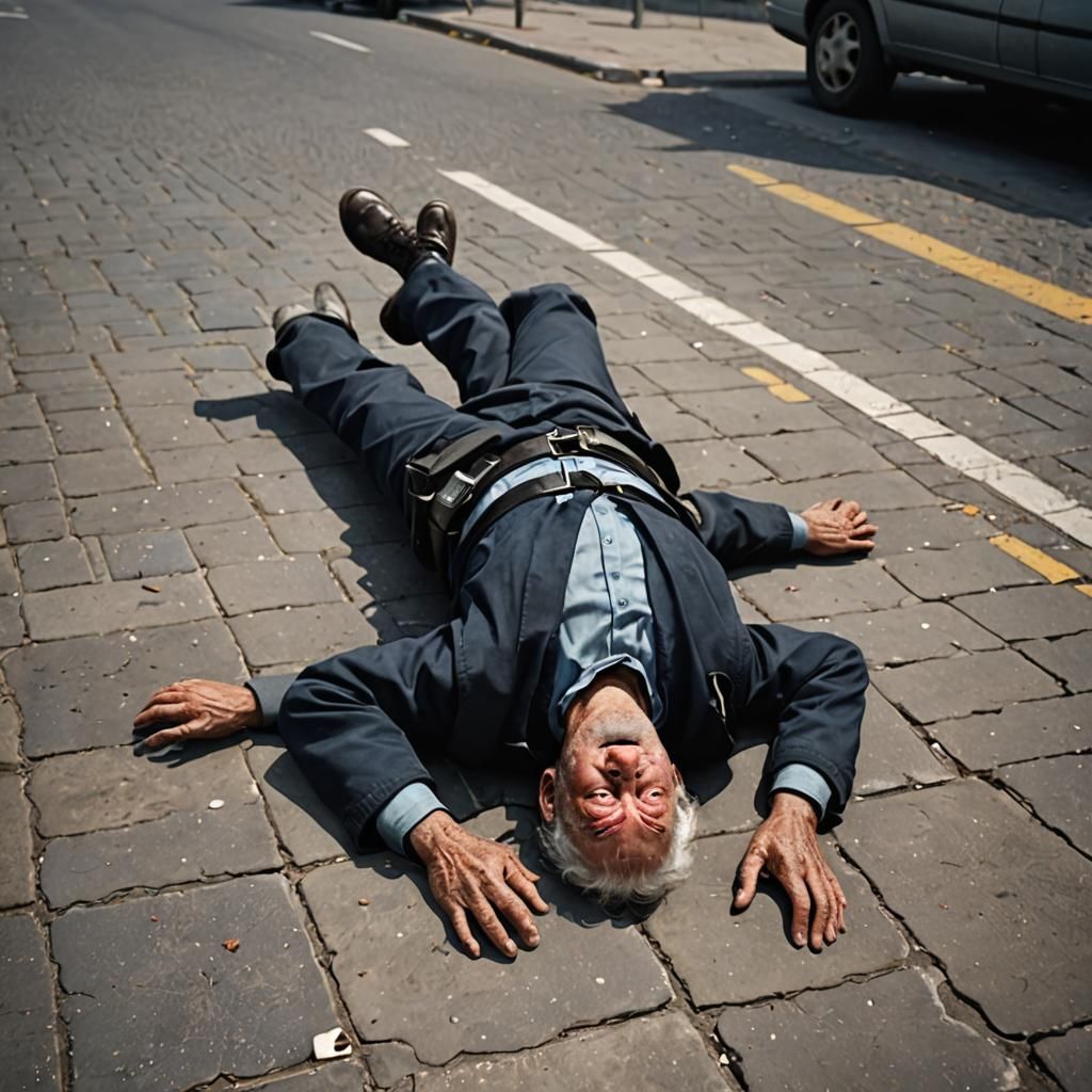 Photorealistic Old Man's Heart Attack Scene