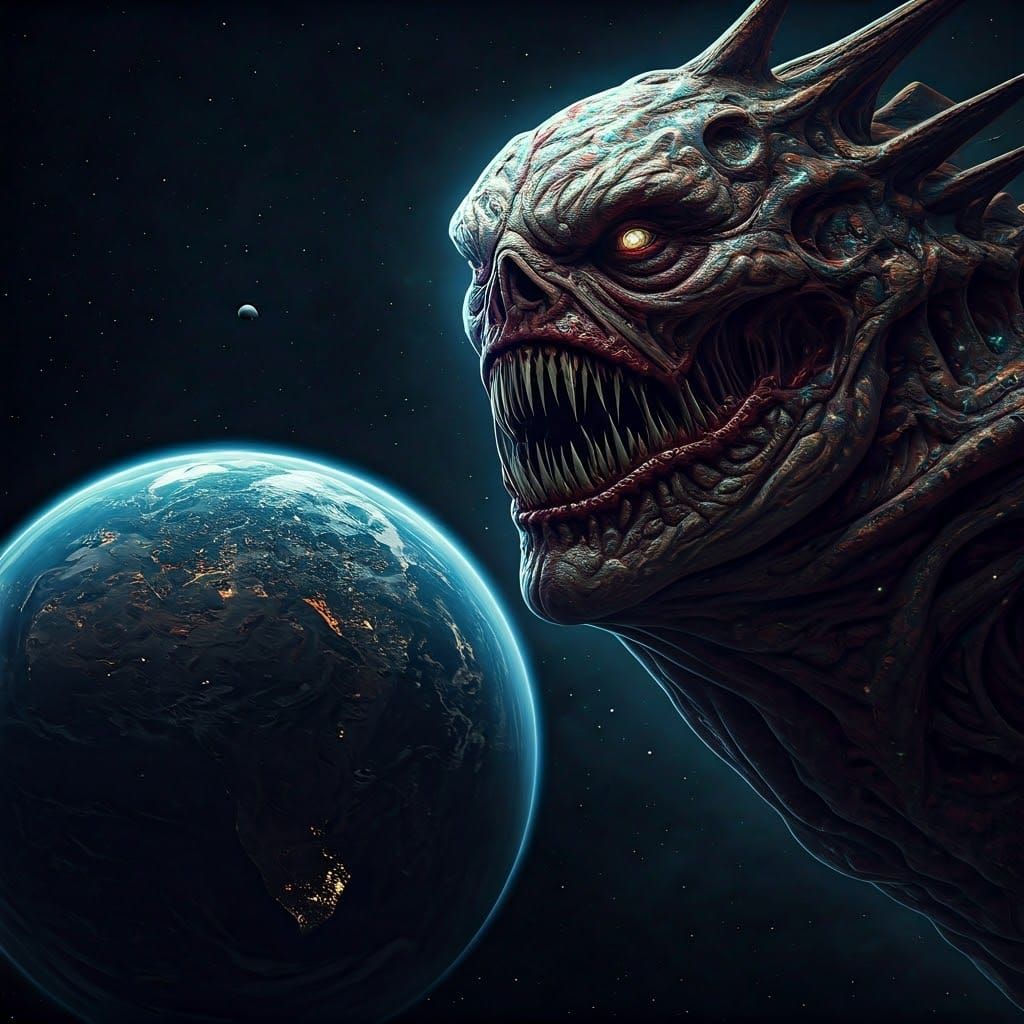 Colossal Space Monster Gazes Upon Earth in 8K