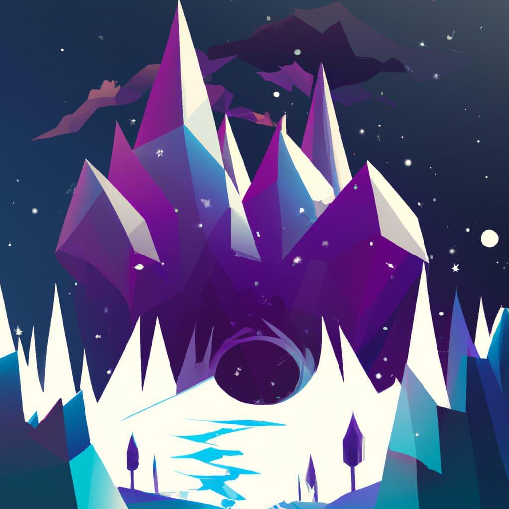 Abstract Polygon Snowy Mountains in Vector Art Style