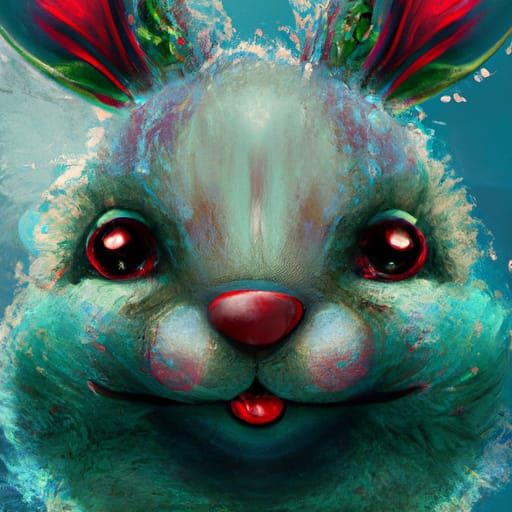 Festive Christmas Bunny Portrait in Detailed Digital Art