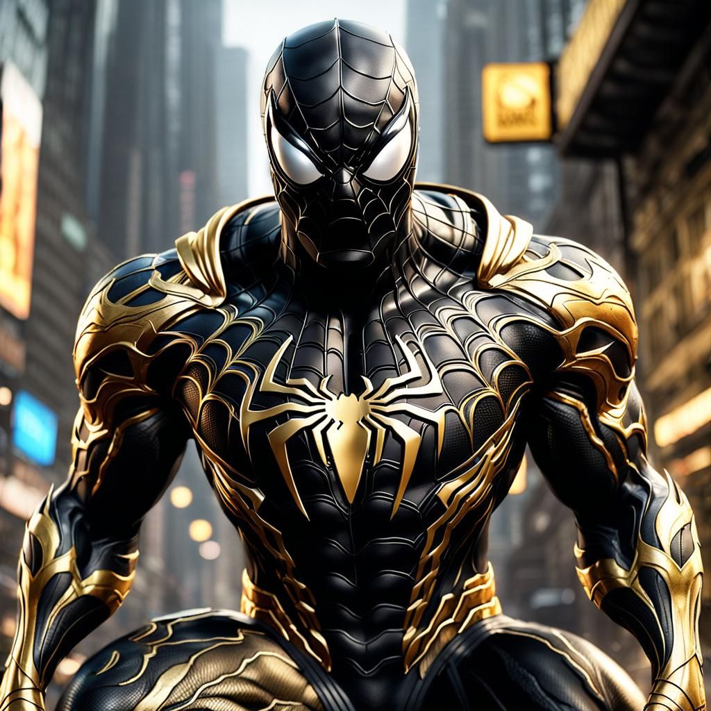 Gold and Black Venom Spiderman Symbiont Suit