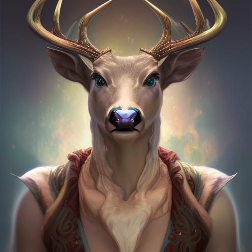 Deer Minotaur Warlock Character Portrait