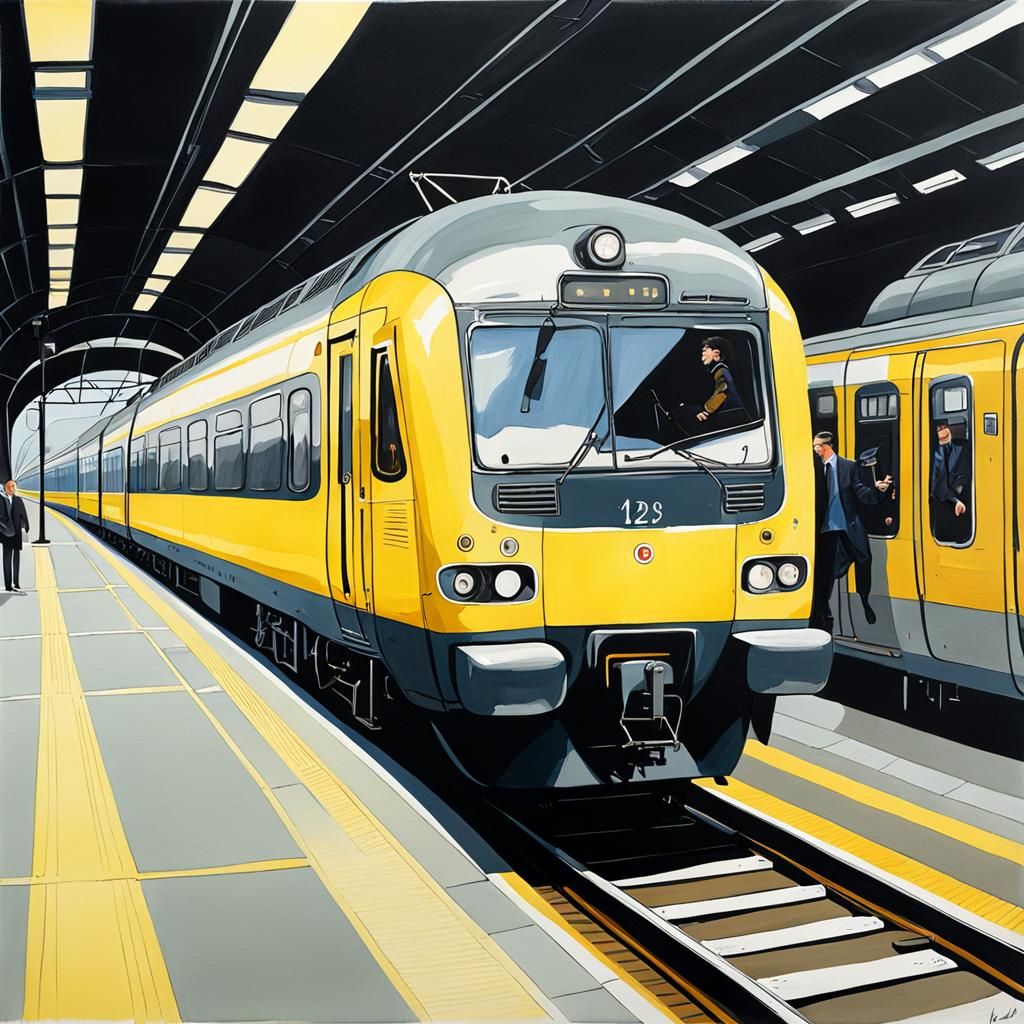 Yellow Intercity 125 Train Gouache Painting