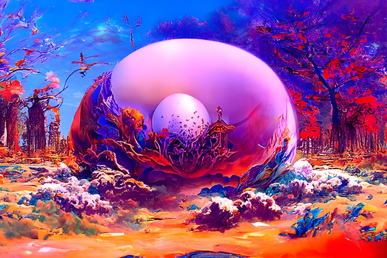 Surreal Angel's Egg World: Digital Art